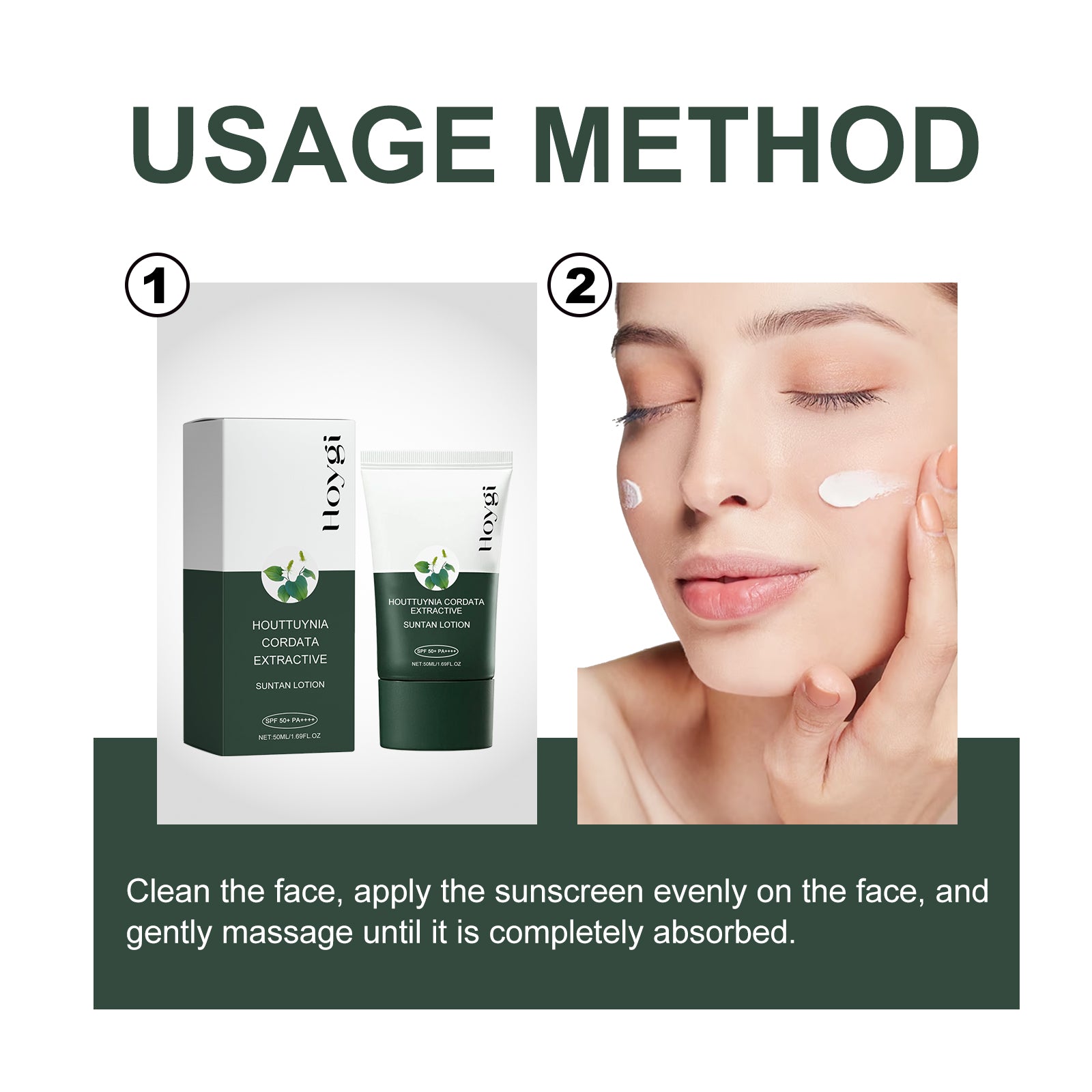 Hoygi Houttuynia Cordata Extractive, Summer Anti-UV Brightening Skin Anti-Dryness Refreshing Breathable Moisturizer