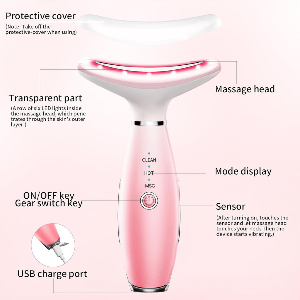 Neck Face Massager, Skin Care Face Massage Tool, 3-in-1 Facial Massager, Face Sculpting Tool With Thermals, Vibration