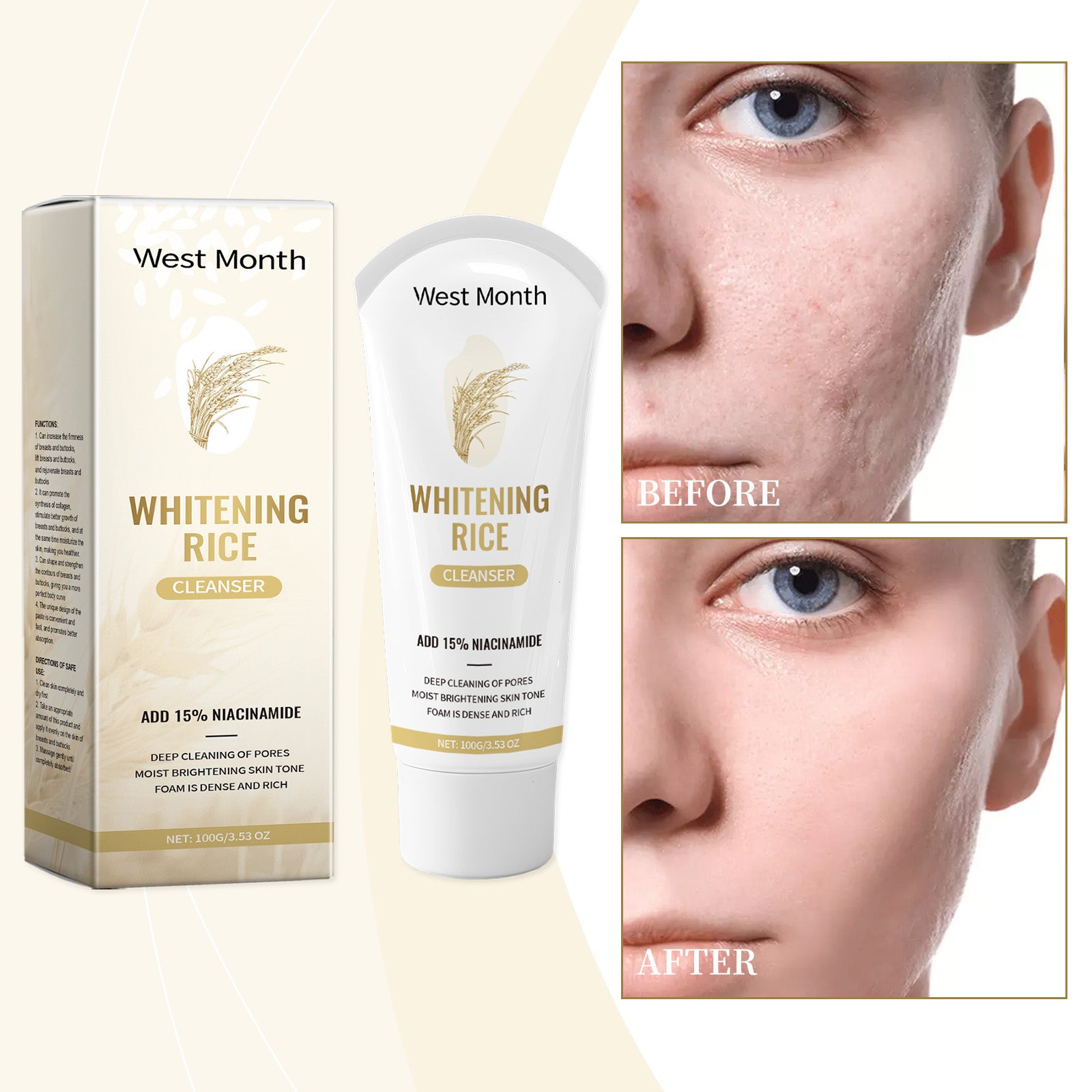 West&Month Blackhead Cleanser, Cleanses Face And Moisturizes Skin With Gentle Nourishing Foam Cleanser